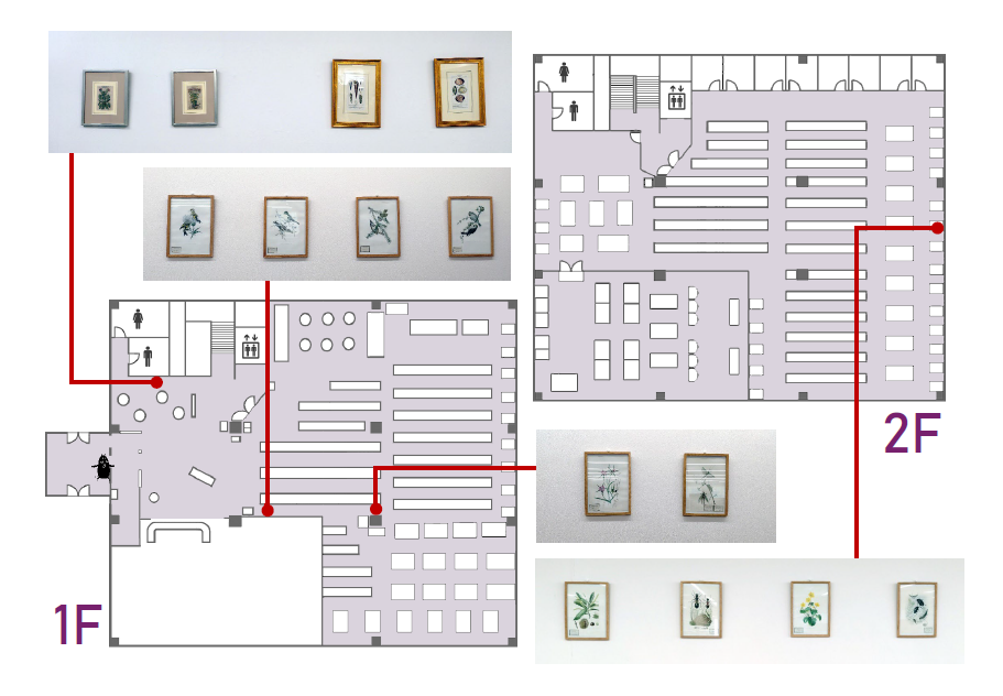 東京西図書館の絵画配置図
